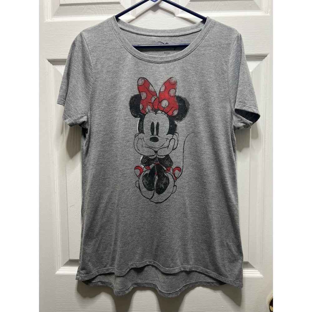 MINNIE MOUSE   Disney T-Shirt Gray Womens Large  Short Sleeve